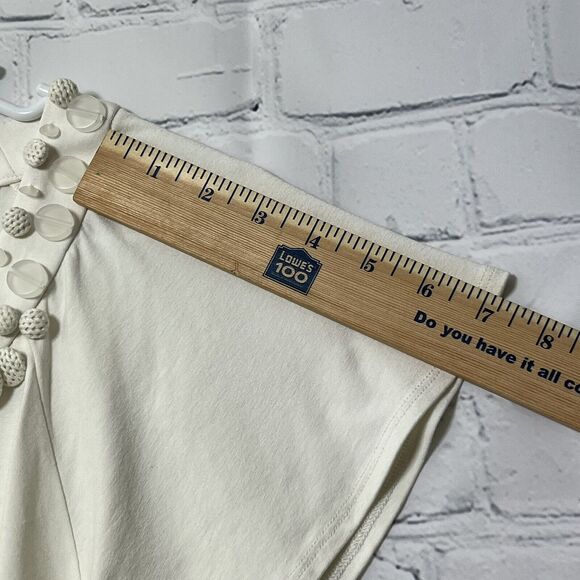Josephine Chaus Short Sleeve Top Preppy Cream Cottagecore Ivory Size M Boho - Picture 10 of 12